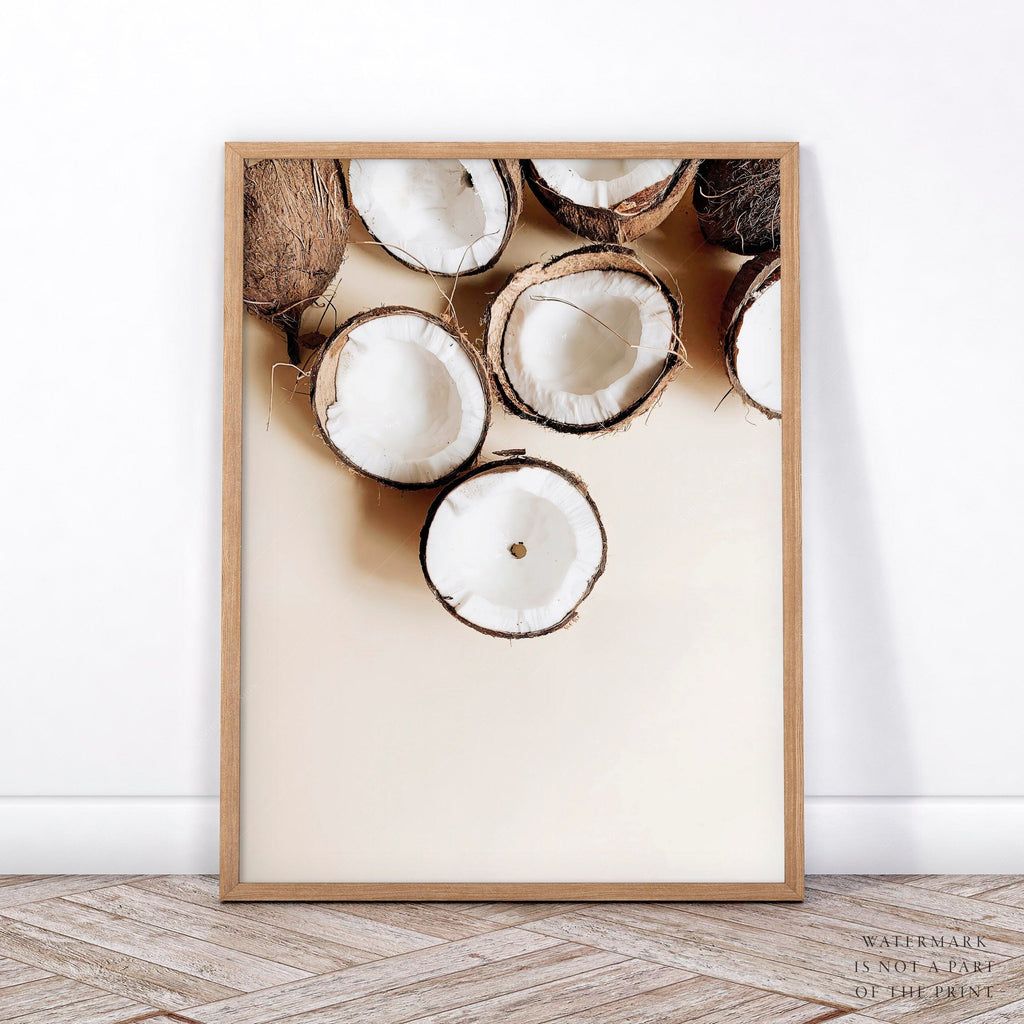 Tropical Coconut & Palm Leaf Print Set – Boho Coastal Wall Art Decor
