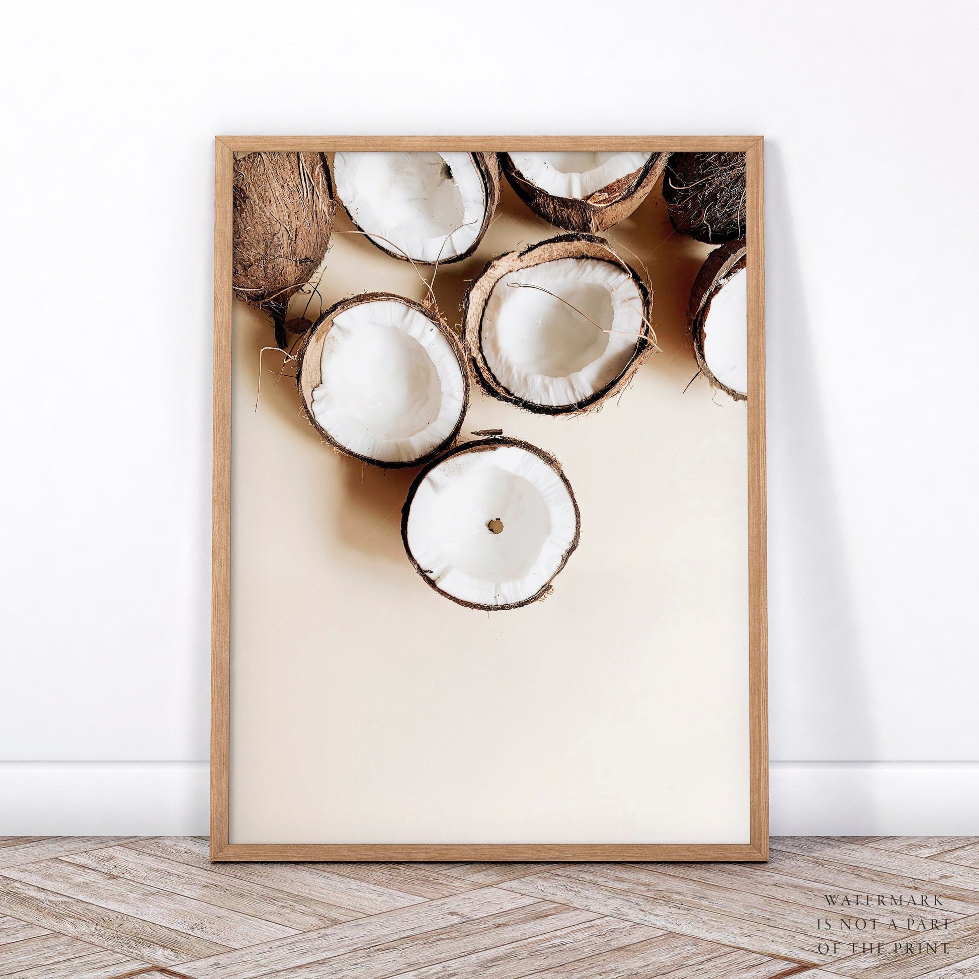 Tropical Coconut & Palm Leaf Print Set – Boho Coastal Wall Art Decor