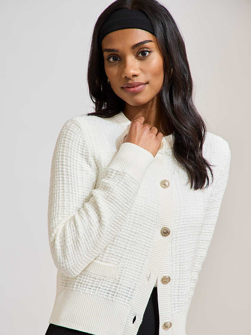 Cardigan boutonné en tweed
