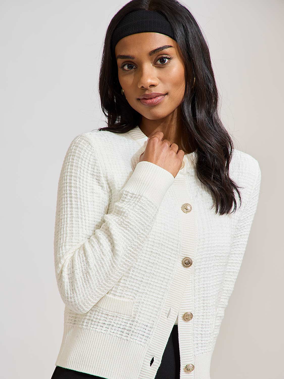 Cardigan boutonné en tweed