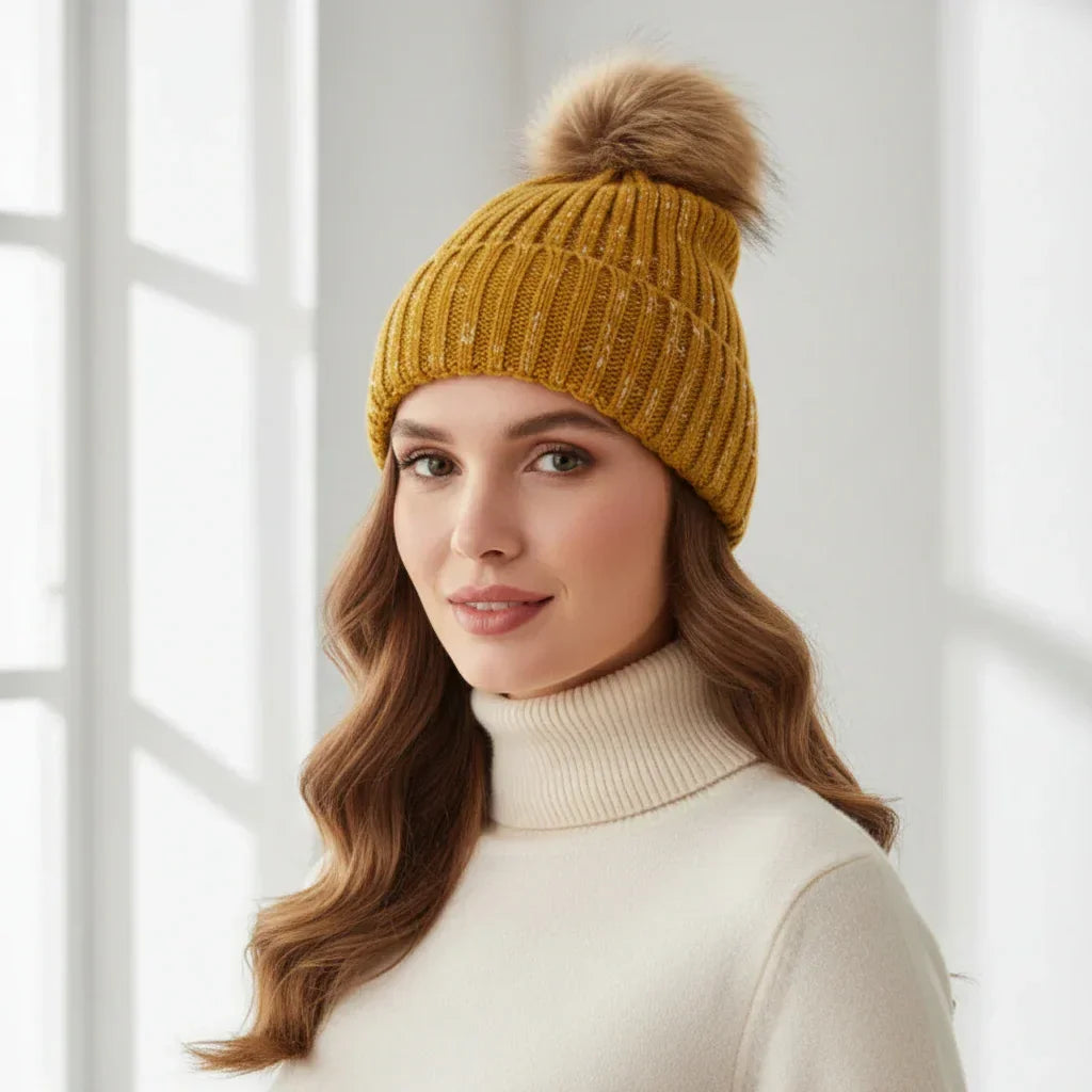 Faux Fur Pom Pom Beanie