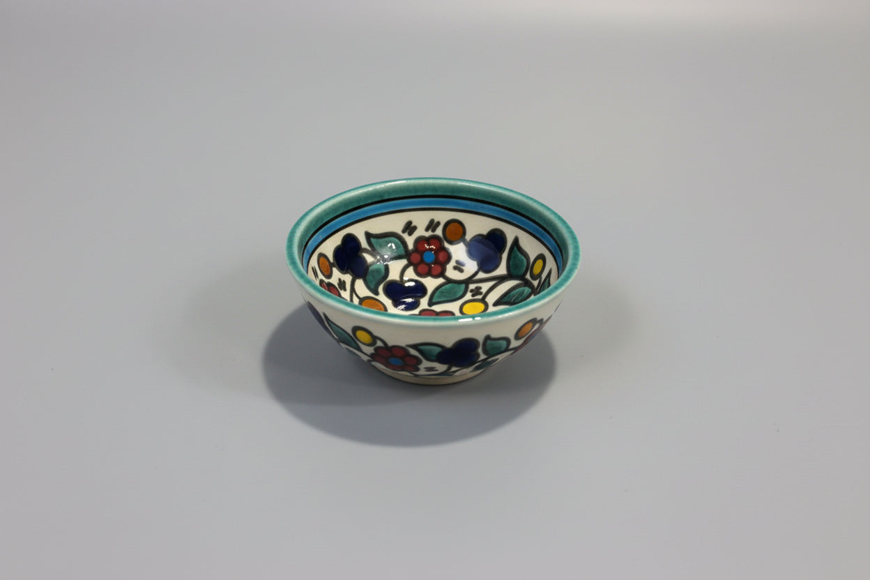 Handcrafted Ceramic Sauce & Dip Bowls – 3.5 Inch | Kuffiyeh, Blue & Yellow, Orange Designs
