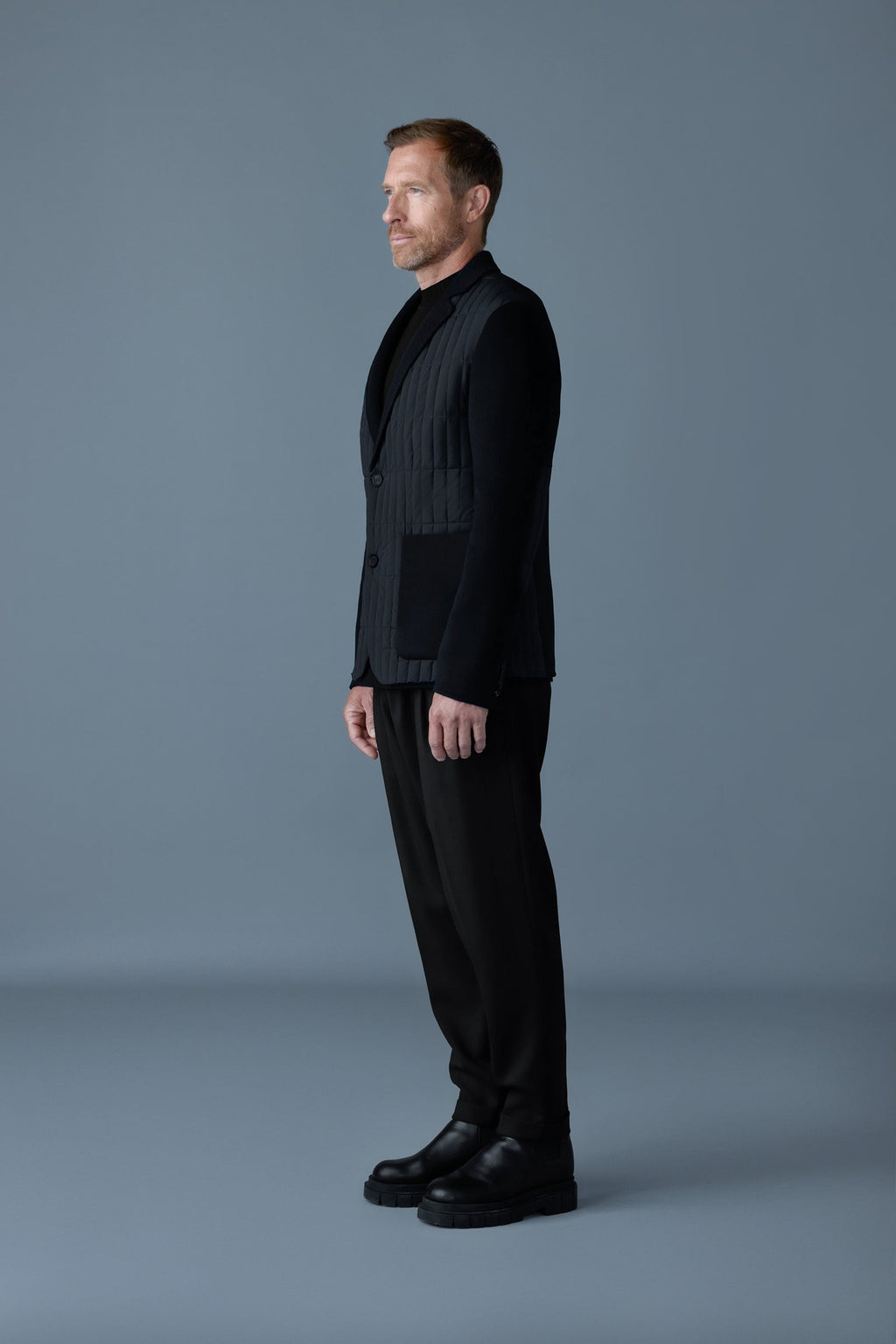 JOHN Mixed-media vertical quilt blazer