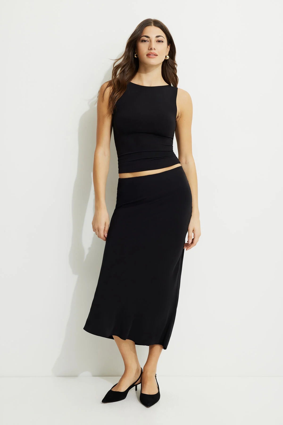 Picot Midi Slip Skirt