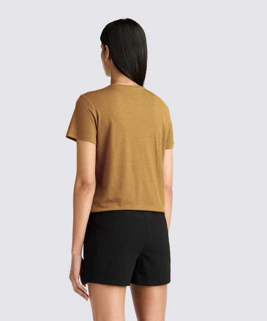 T-shirt ras du cou en laine mérinos pour femme