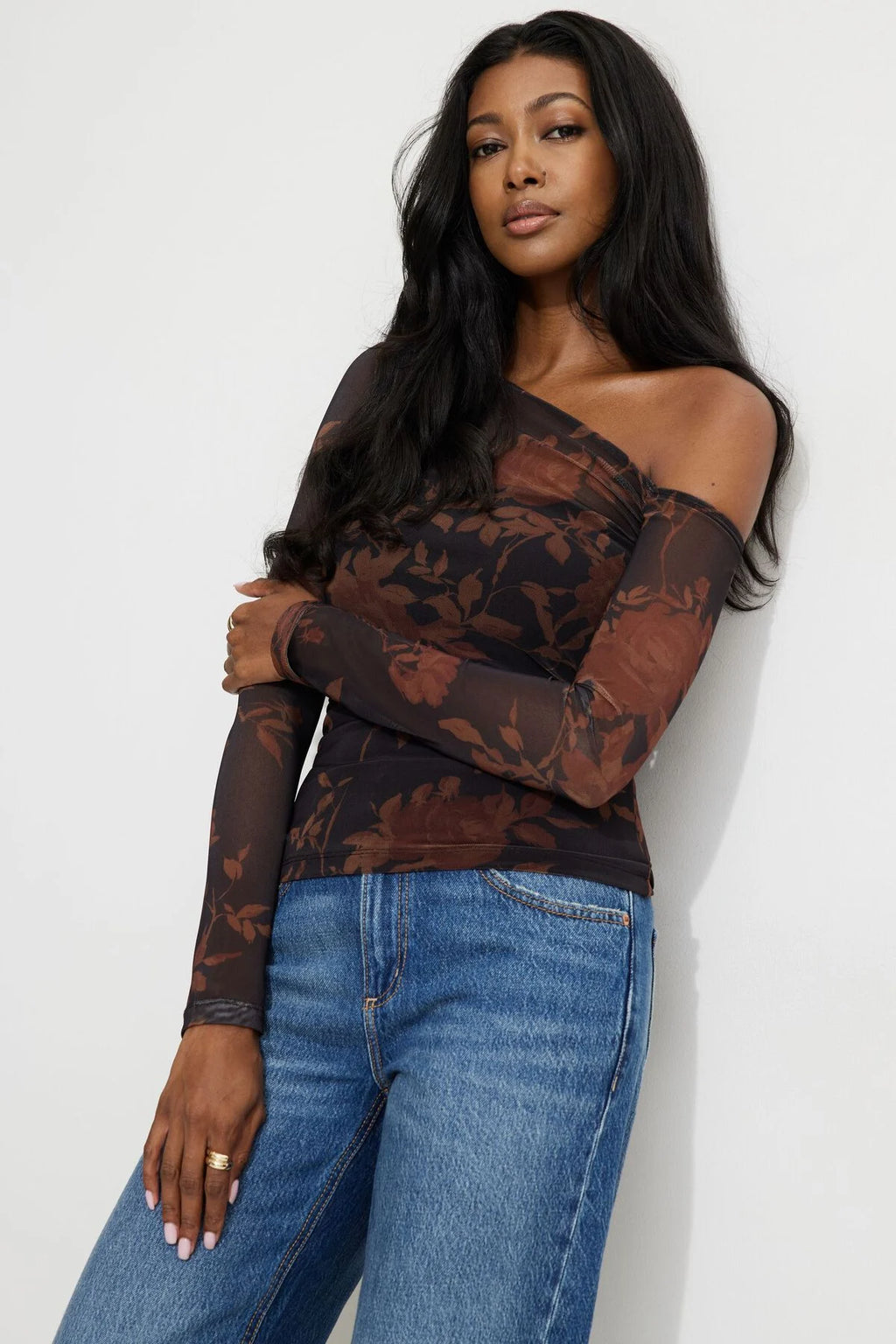 Kat Single Shoulder Mesh Top