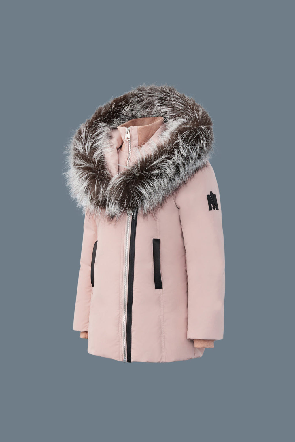 LEELEE Manteau en duvet avec col amovible en renard argenté Signature Mackage pour tout-petits (2-6 ans)