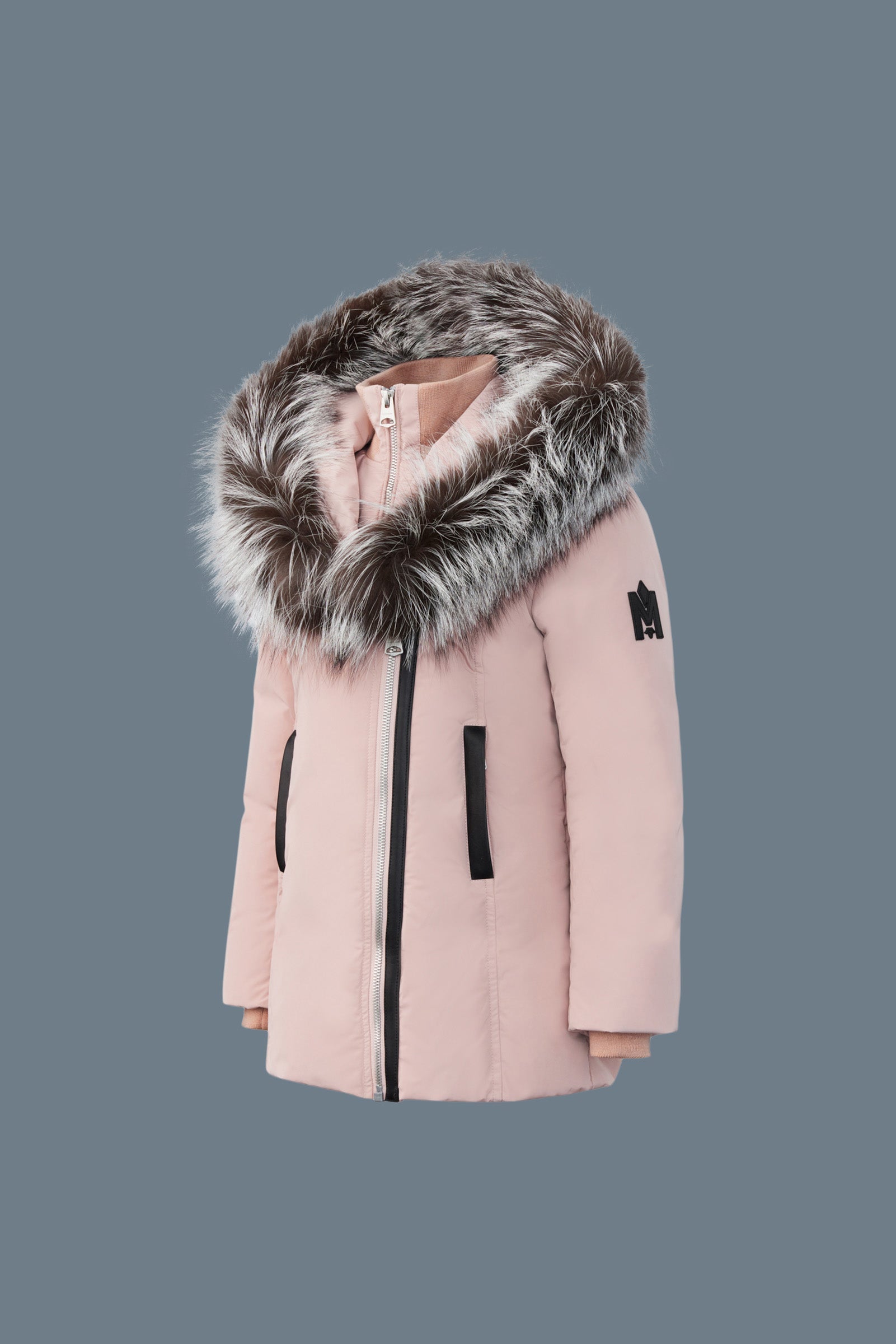 LEELEE Manteau en duvet avec col amovible en renard argenté Signature Mackage pour tout-petits (2-6 ans)