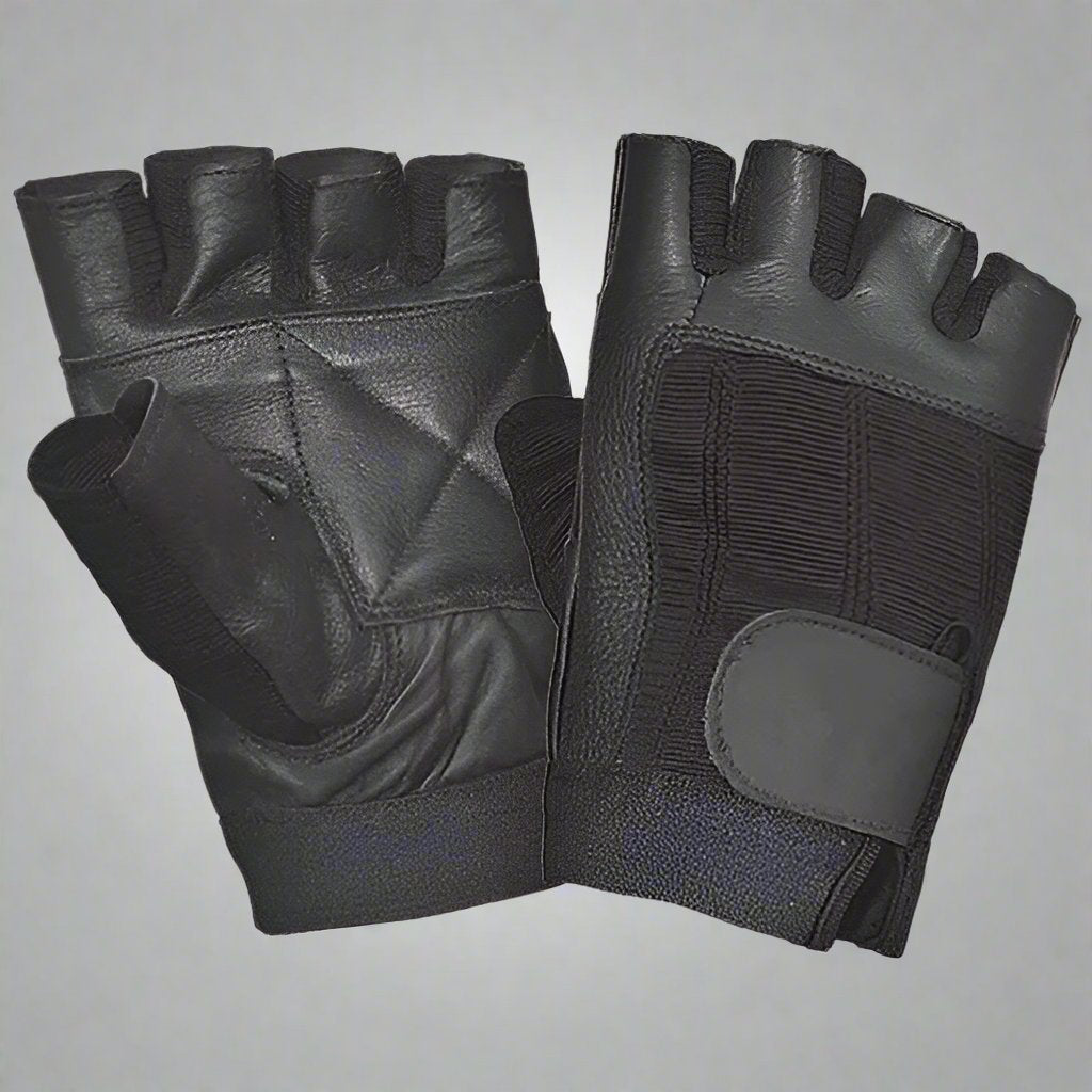 Gants sans doigts Unik International en cuir et tissu