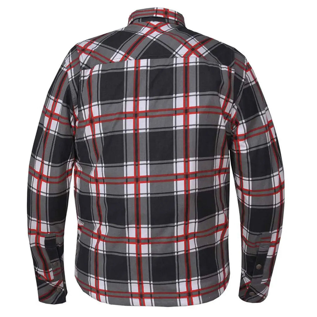 Unik International Men's Red and White Riding Flannel Armoured Shirt
