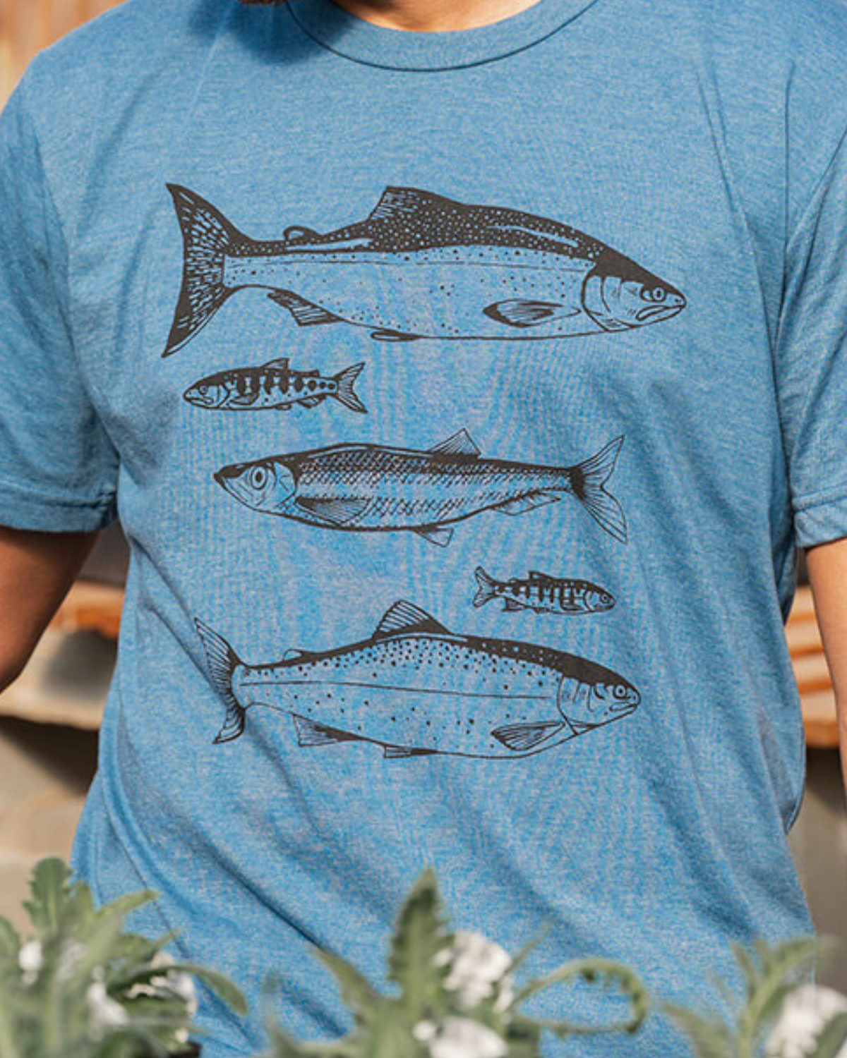 SALMON - T-shirt éco mixte - Sarcelle chiné