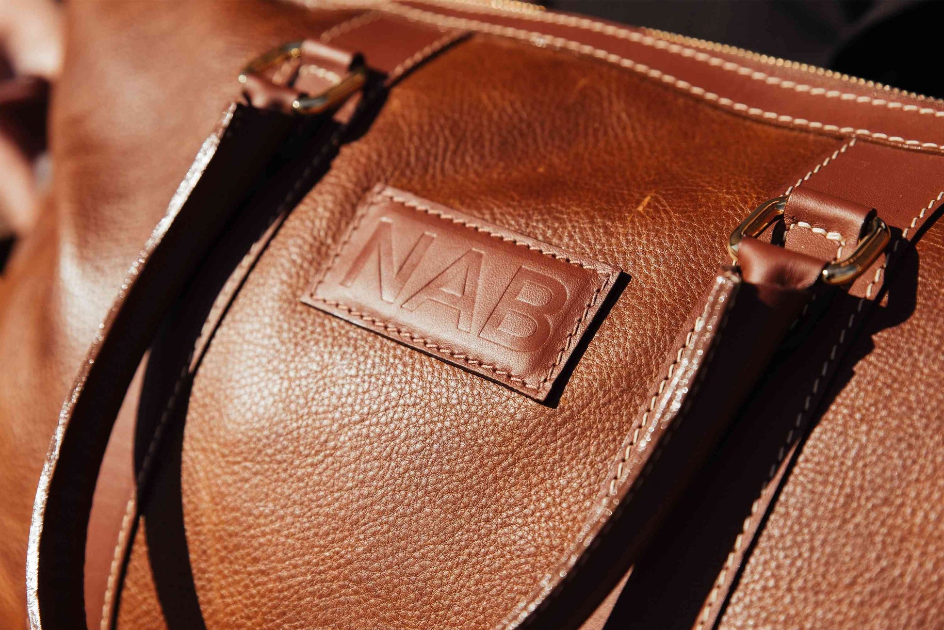 The Shield Duffle- Cognac Full-Grain Leather Duffle Bag Made in Canada