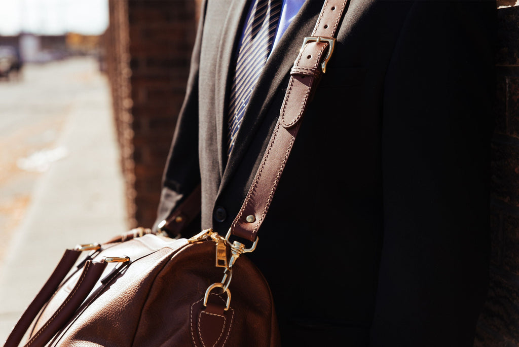 The Shield Duffle- Black Full-Grain Leather Duffle Bag Made in Canada