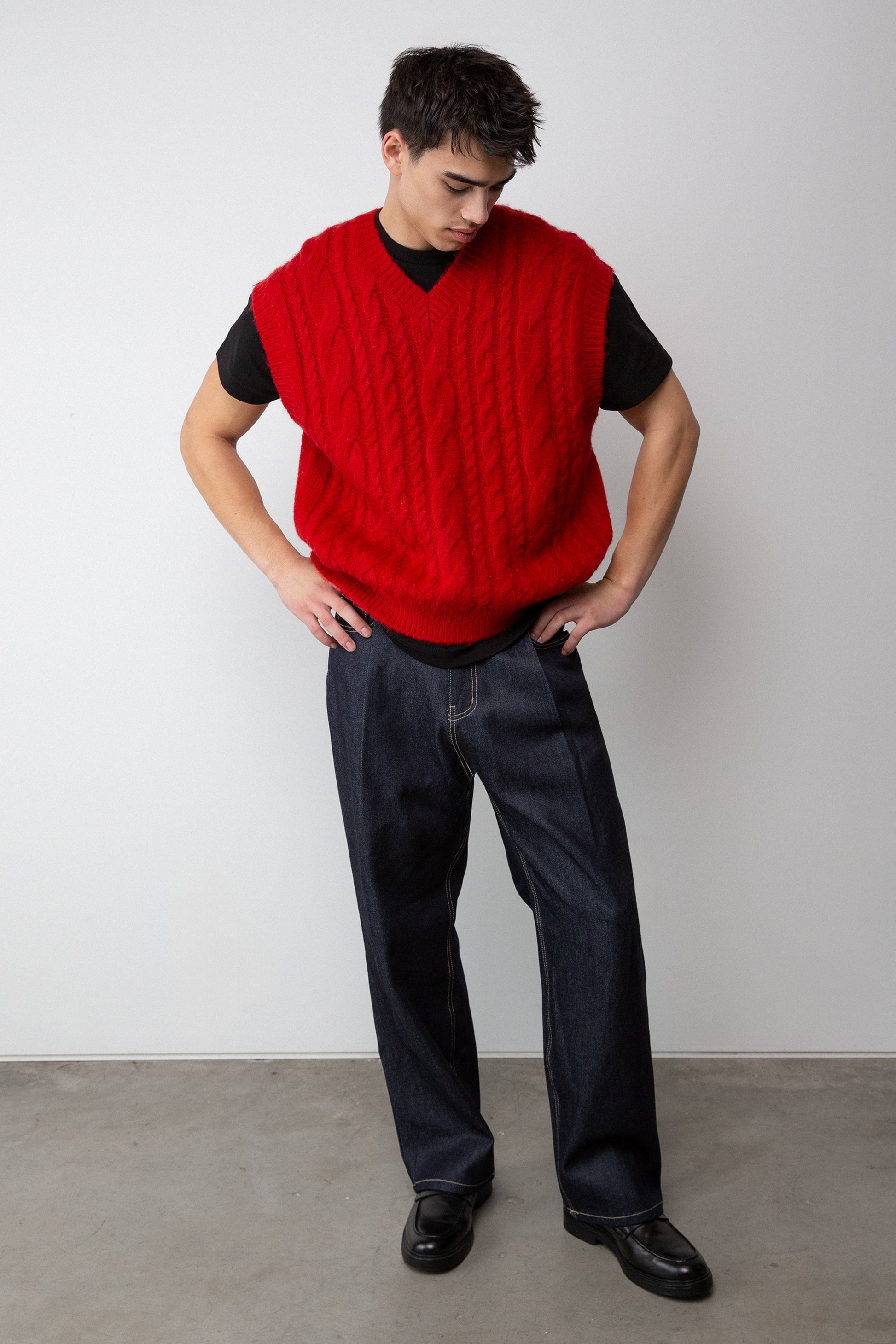 Gilet pull en maille torsadée