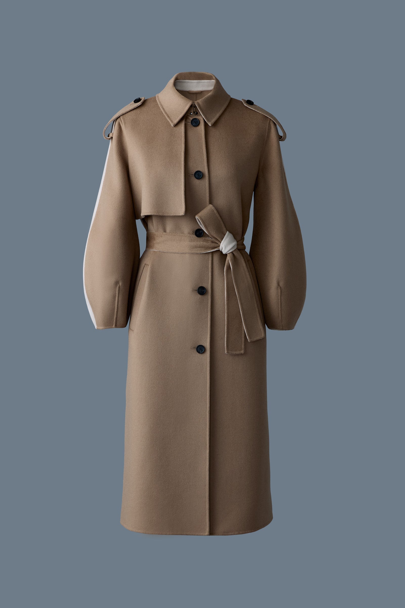 Manteau en laine double face CEYLA avec ceinture