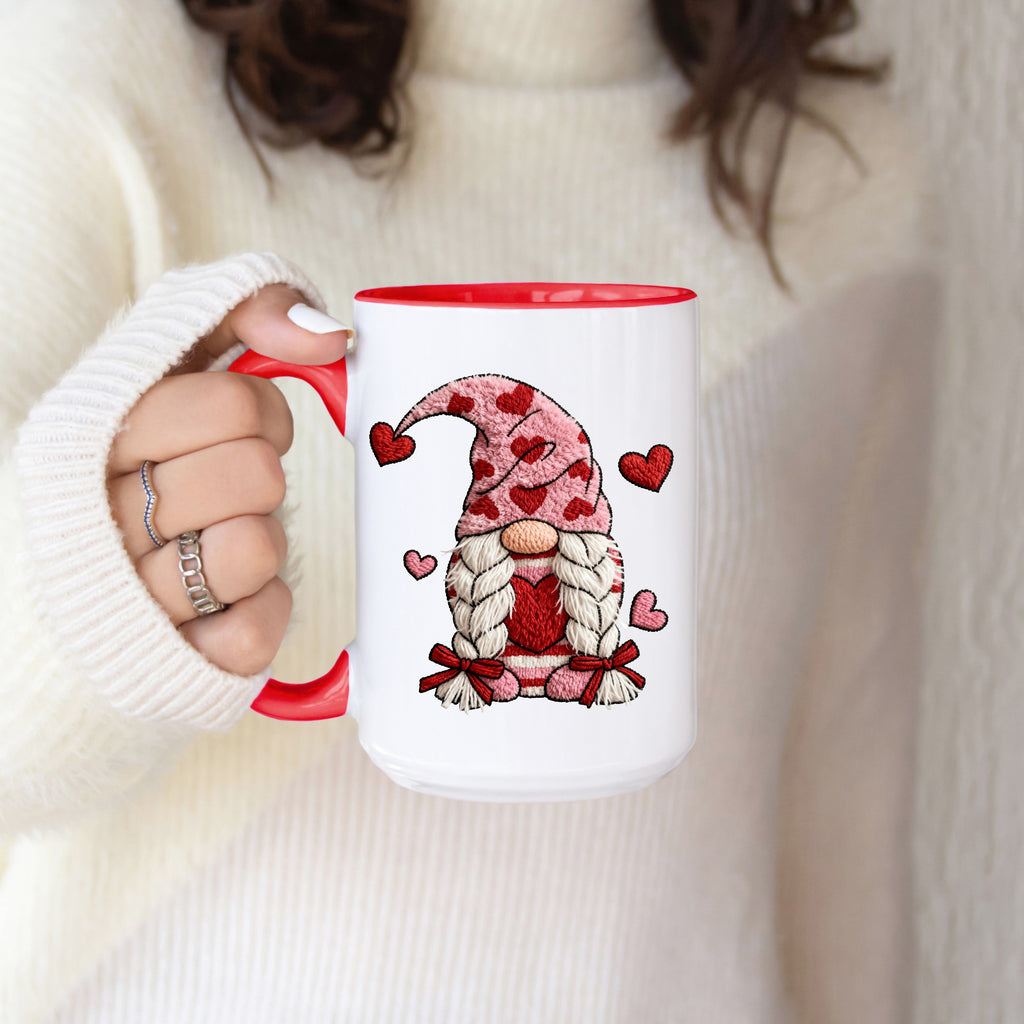 Valentine's Crochet Gnome | 15oz Ceramic Coffee Mug