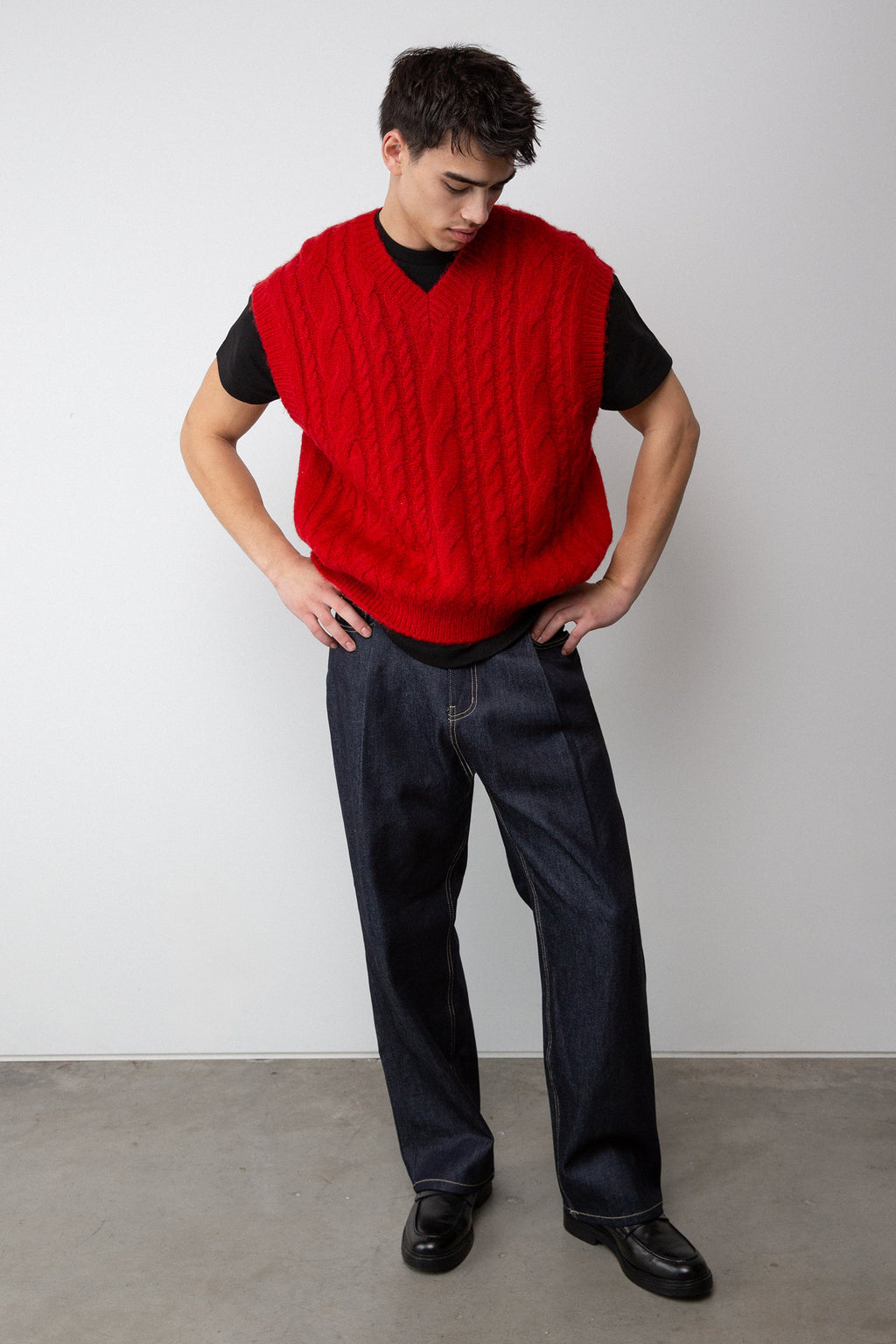 Gilet pull en maille torsadée