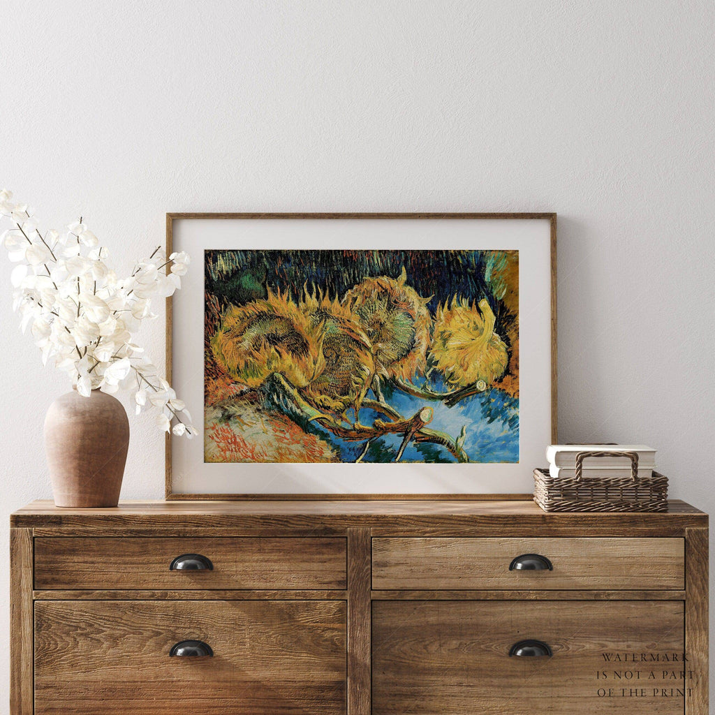 Van Gogh Four Sunflowers Gone to Seed Art Print – Famous Painting Wall Art