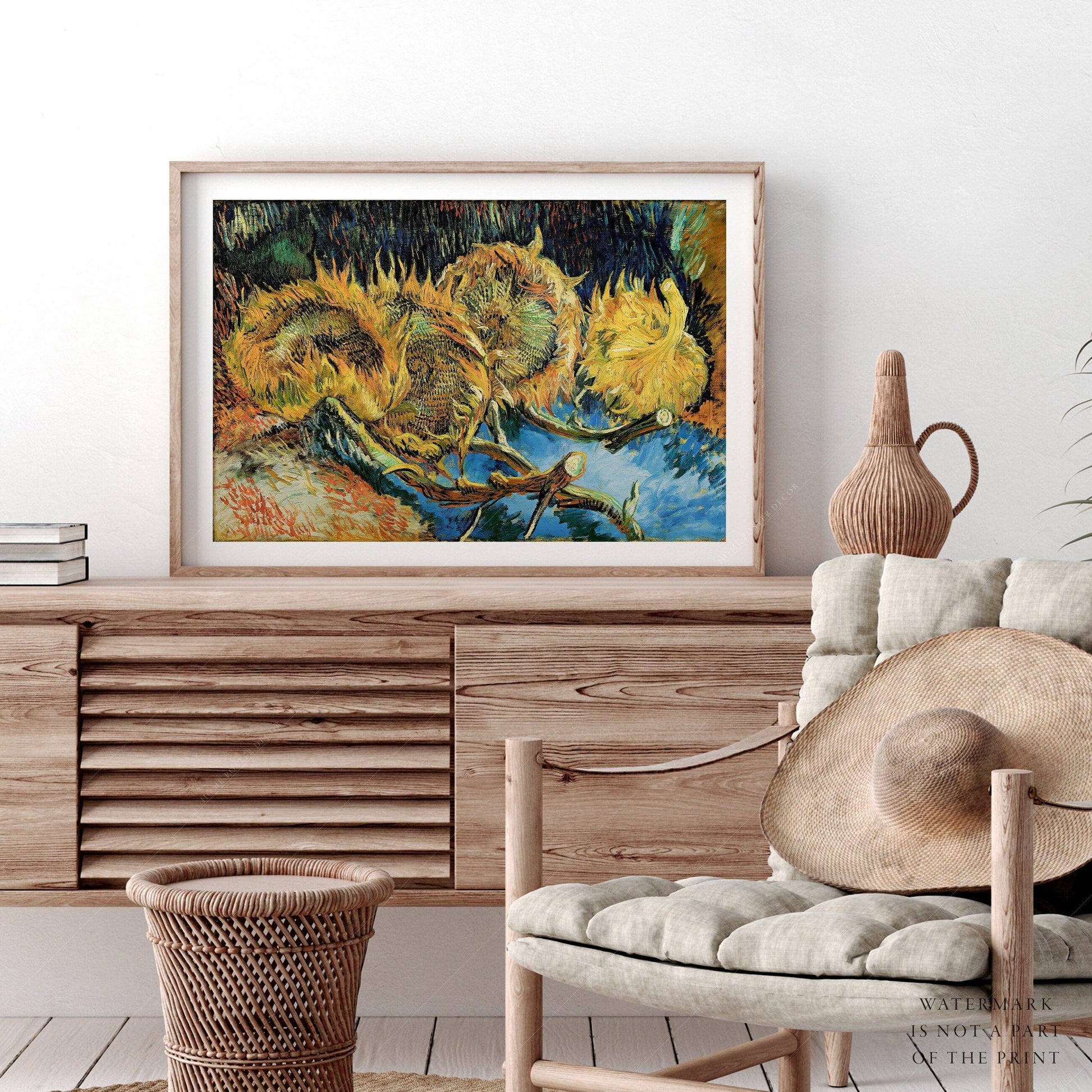 Van Gogh Four Sunflowers Gone to Seed Art Print – Famous Painting Wall Art