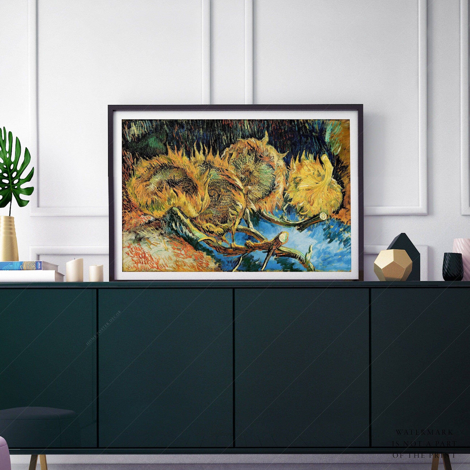 Van Gogh Four Sunflowers Gone to Seed Art Print – Famous Painting Wall Art