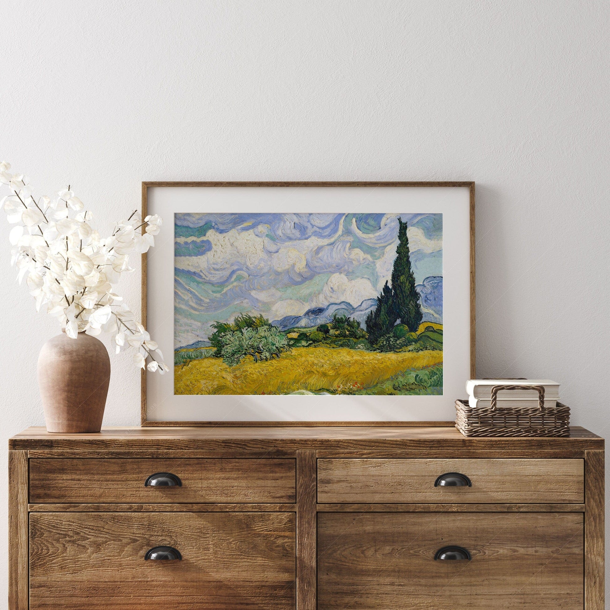 Vincent Van Gogh Wheat Fields with Cypresses Print – Famous Painting Wall Art