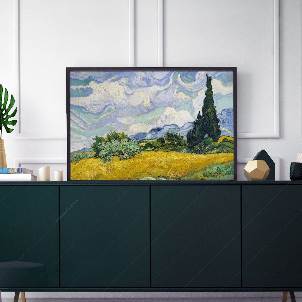 Vincent Van Gogh Wheat Fields with Cypresses Print – Famous Painting Wall Art