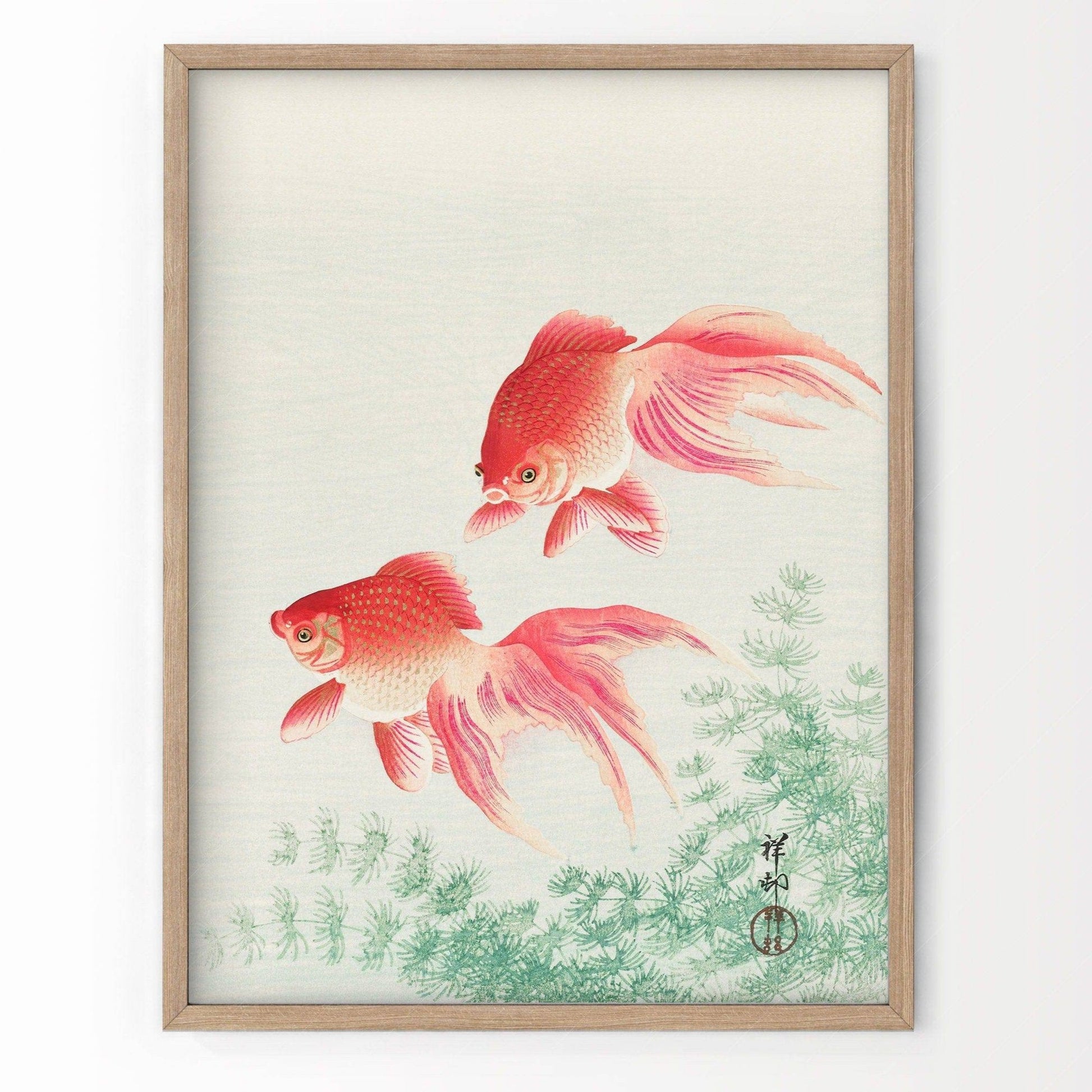 Ohara Koson Two Goldfish Art Print – Japanese Woodblock Wall Decor