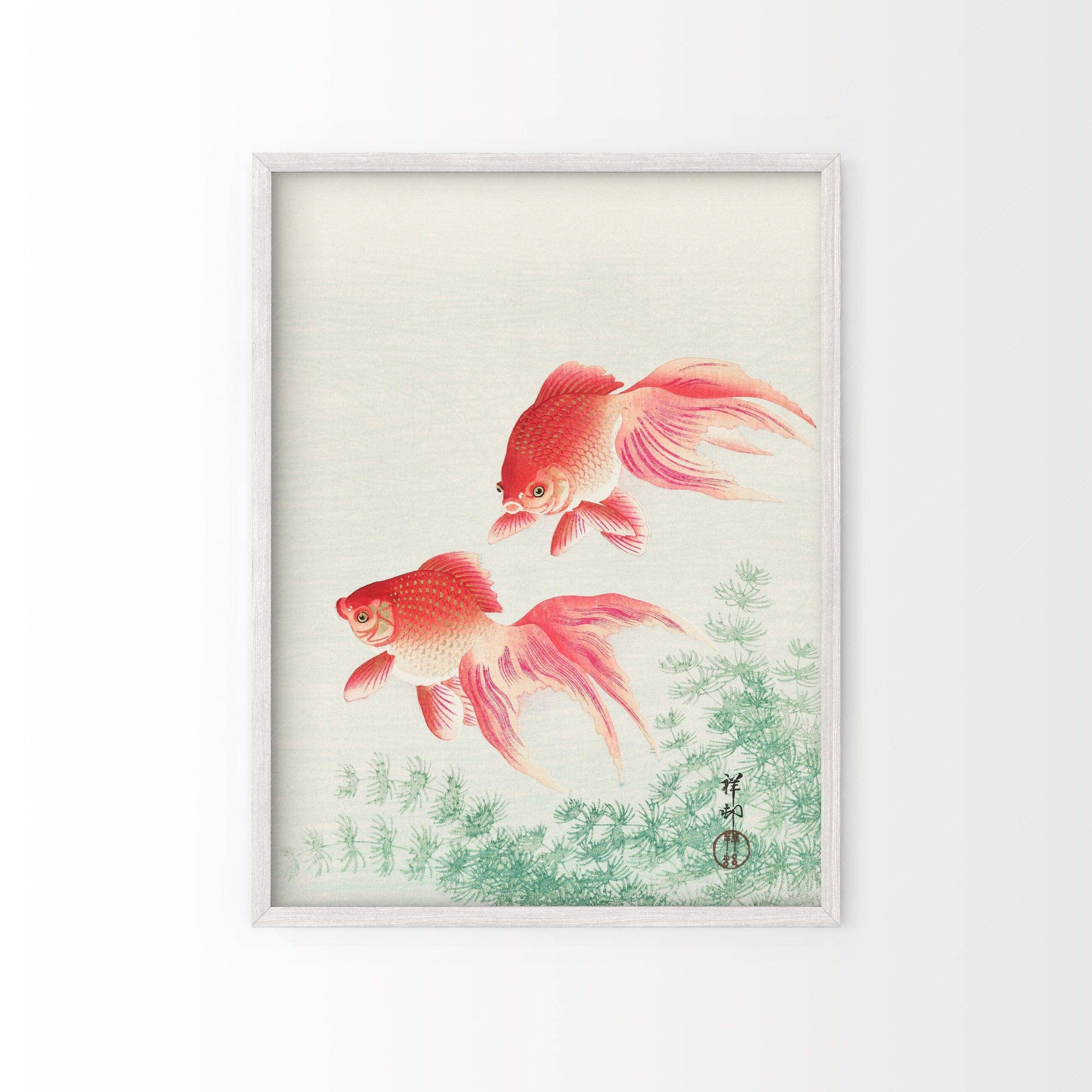 Ohara Koson Two Goldfish Art Print – Japanese Woodblock Wall Decor