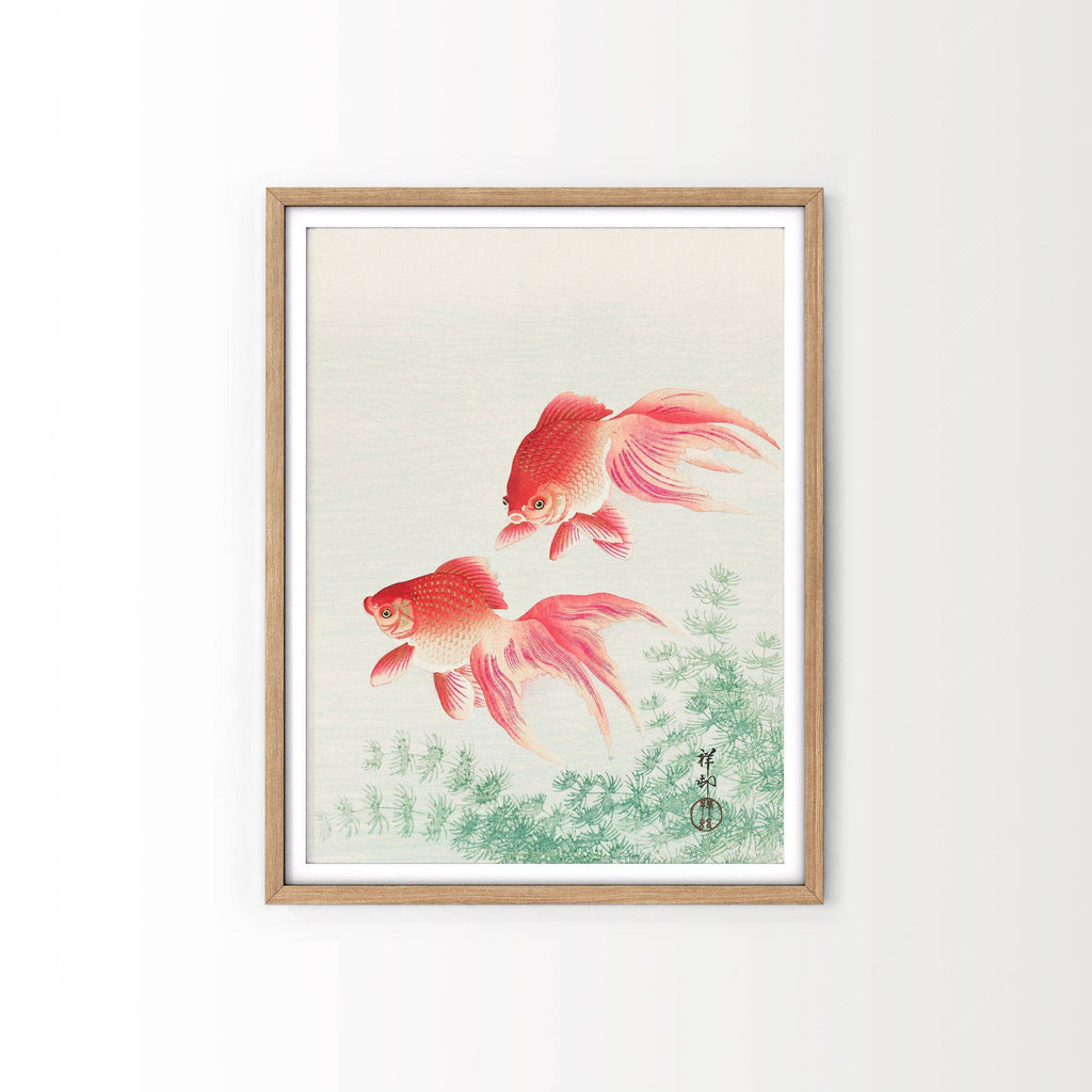 Ohara Koson Two Goldfish Art Print – Japanese Woodblock Wall Decor
