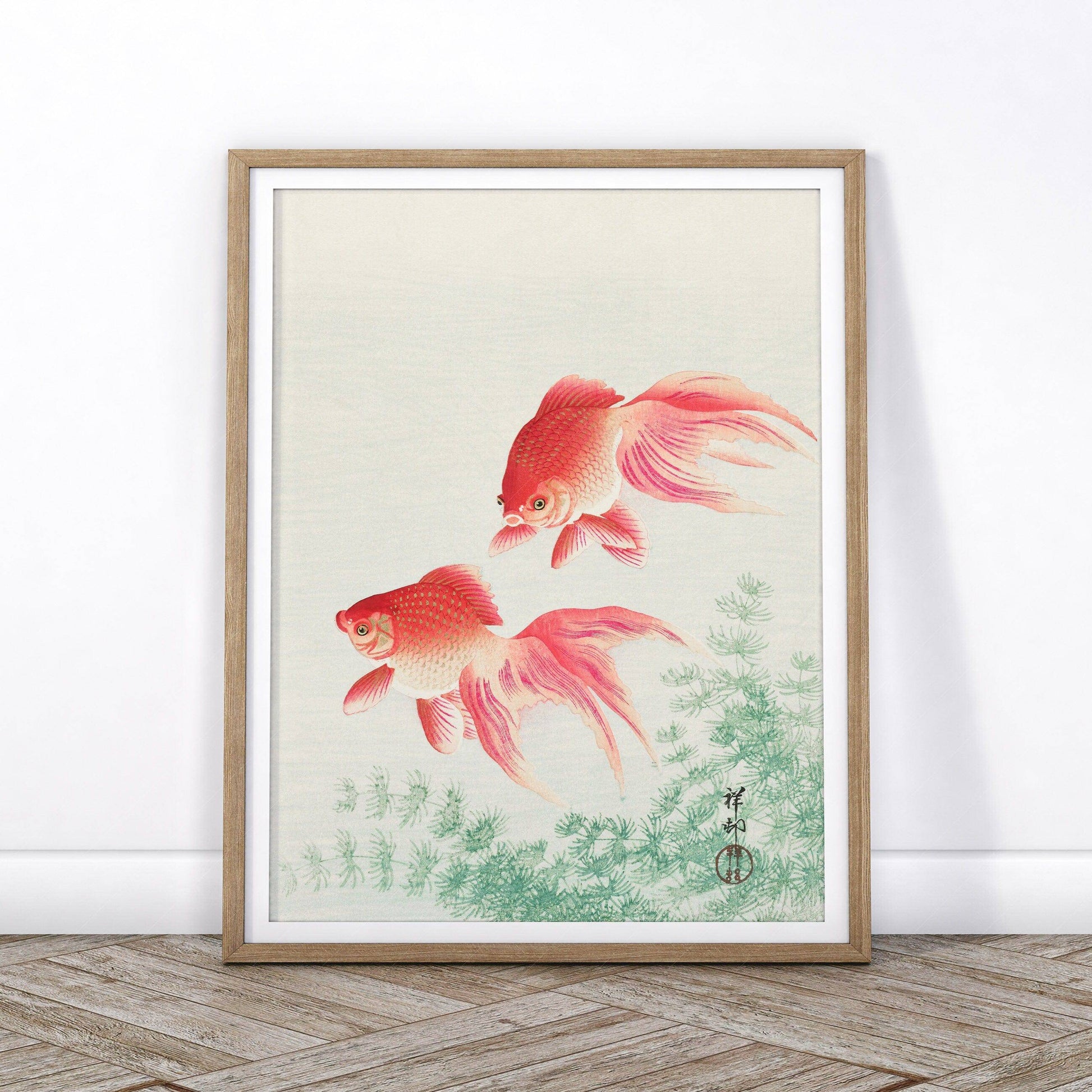 Ohara Koson Two Goldfish Art Print – Japanese Woodblock Wall Decor