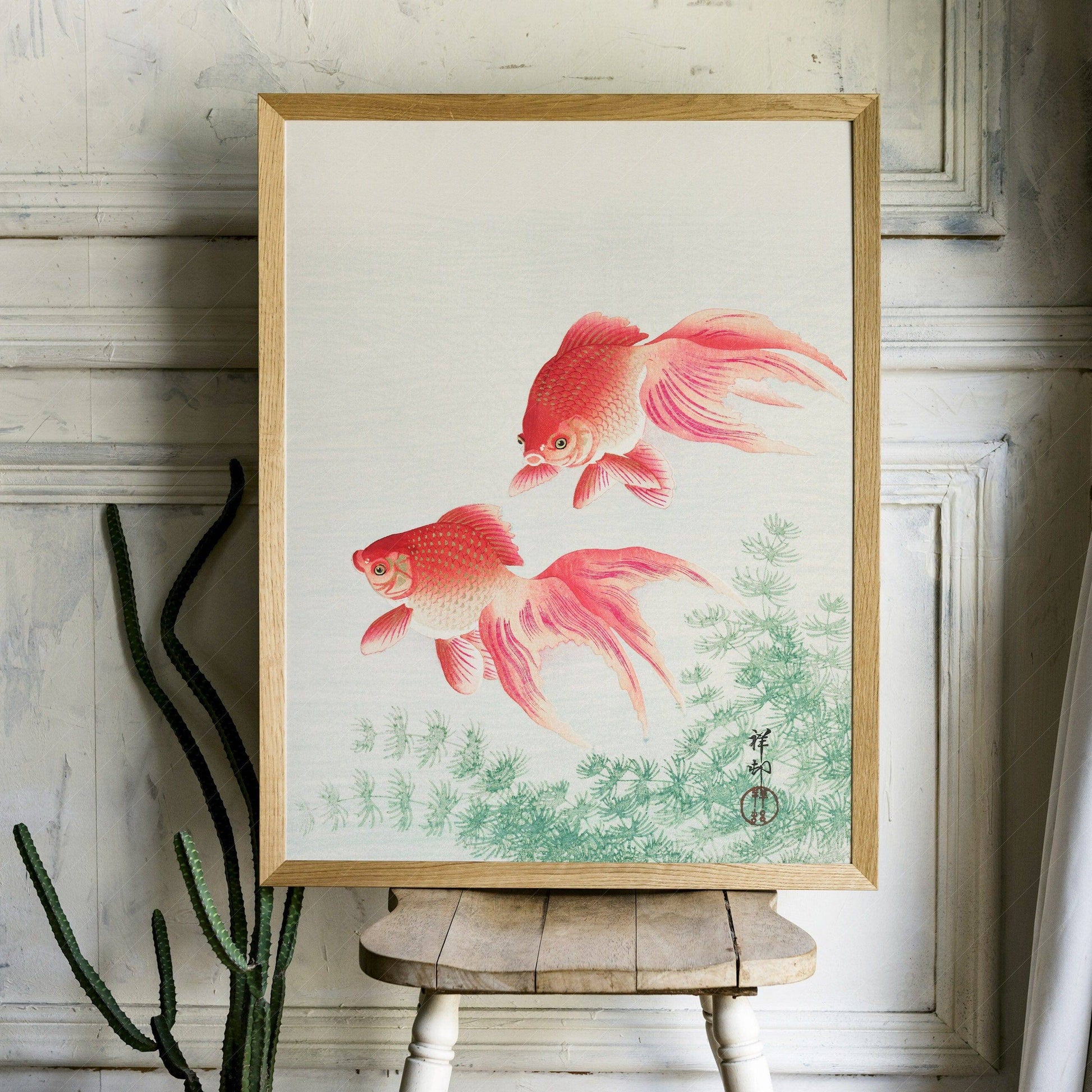 Ohara Koson Two Goldfish Art Print – Japanese Woodblock Wall Decor