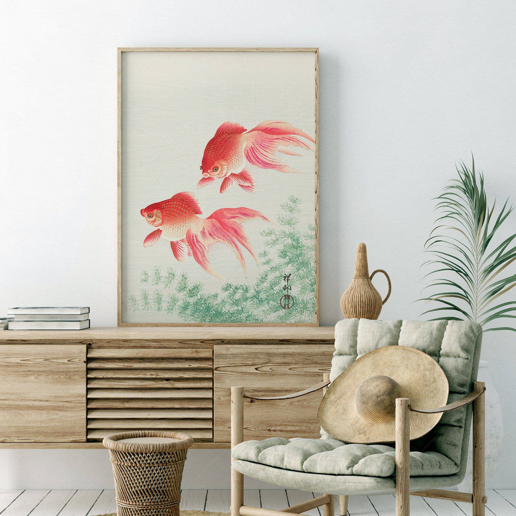 Ohara Koson Two Goldfish Art Print – Japanese Woodblock Wall Decor