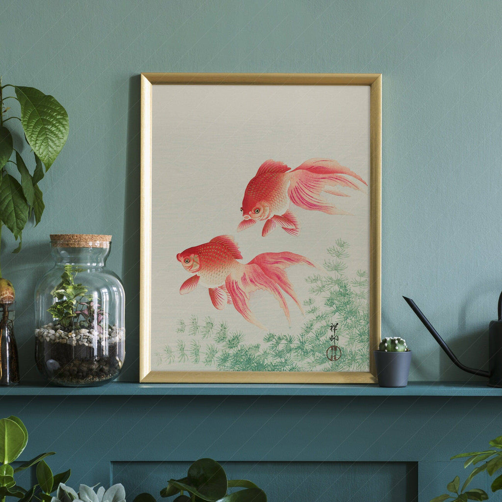 Ohara Koson Two Goldfish Art Print – Japanese Woodblock Wall Decor