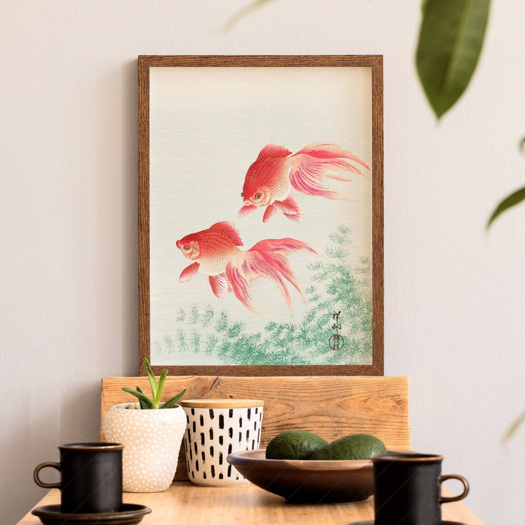 Ohara Koson Two Goldfish Art Print – Japanese Woodblock Wall Decor