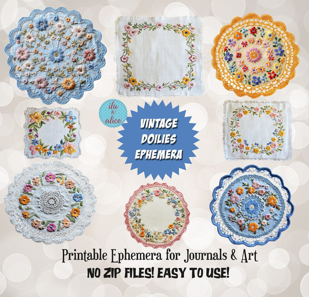 Digital Vintage Doilies Ephemera