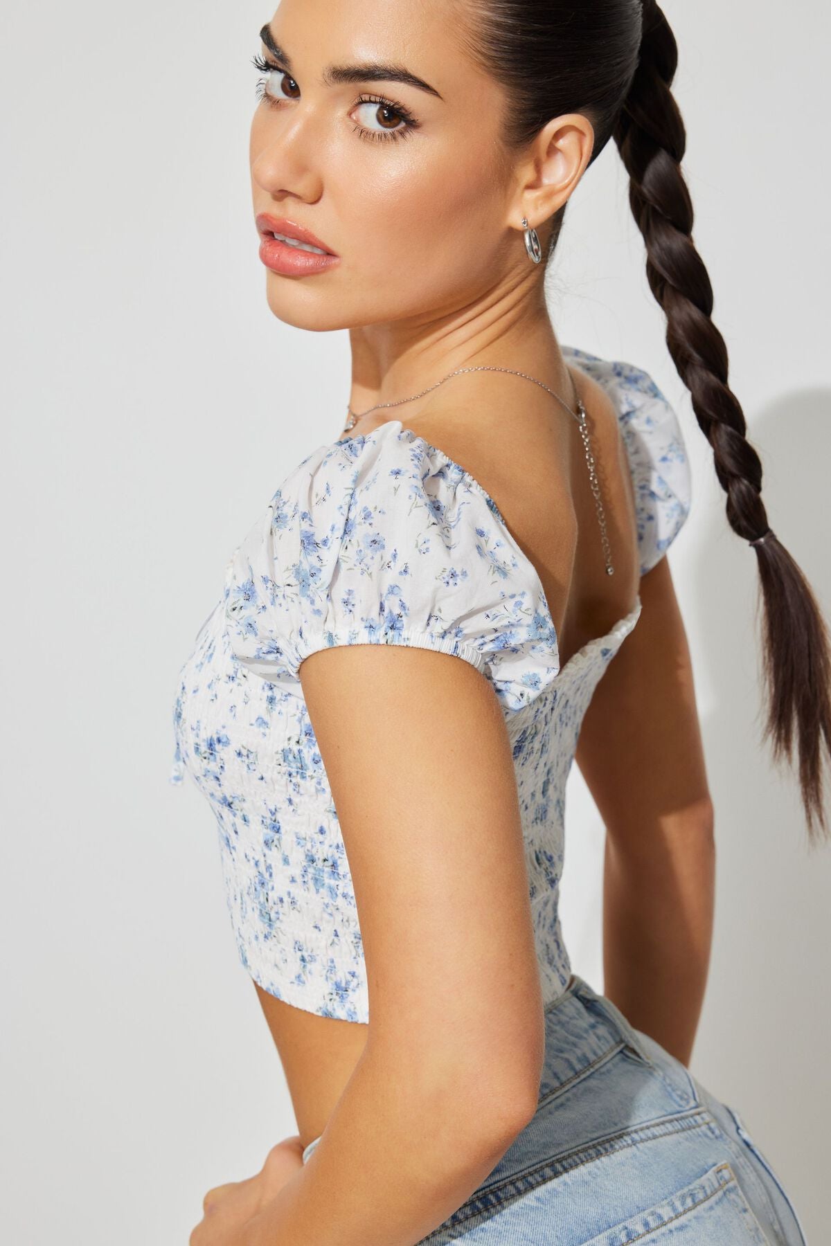 Haut à manches courtes froncées Bree