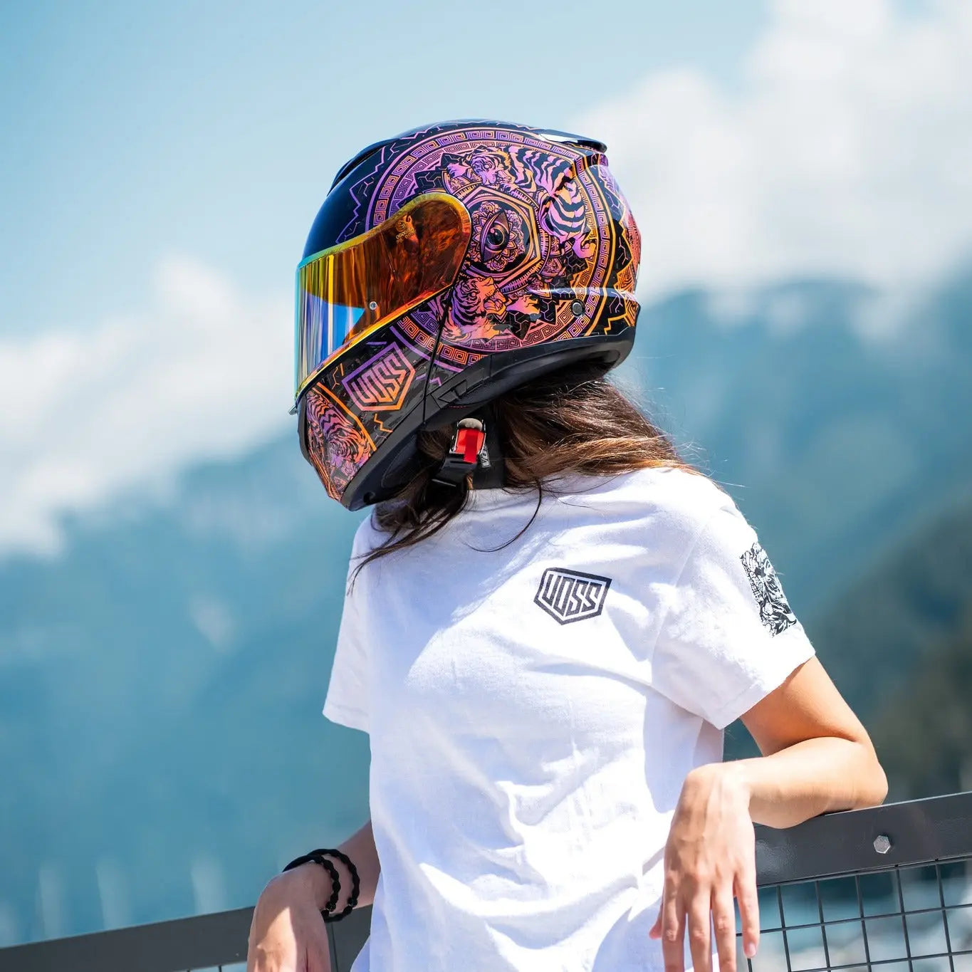 Voss 580 Conquest Gloss Neon Mandala Motorcycle Helmet