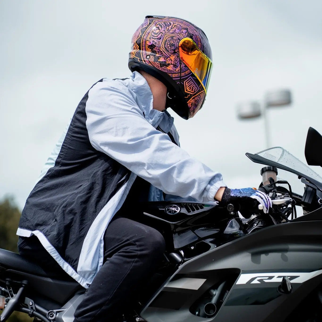 Voss 580 Conquest Gloss Neon Mandala Motorcycle Helmet