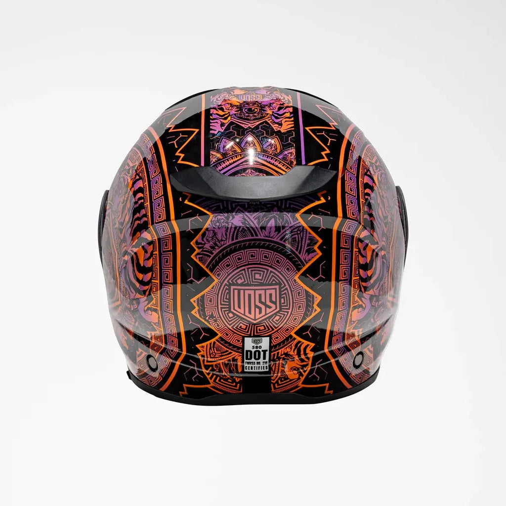 Voss 580 Conquest Gloss Neon Mandala Motorcycle Helmet