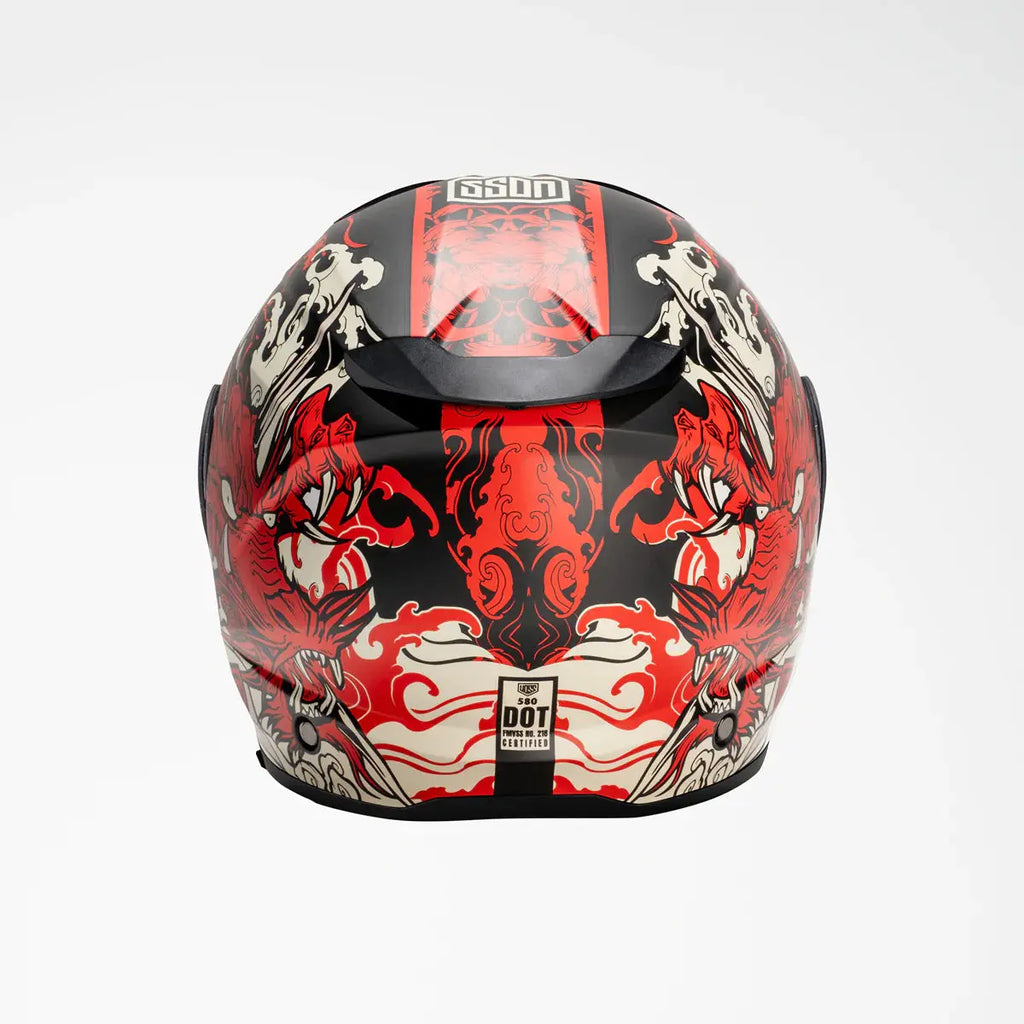 Casque Voss 580 Conquest Rouge Mat Dragon