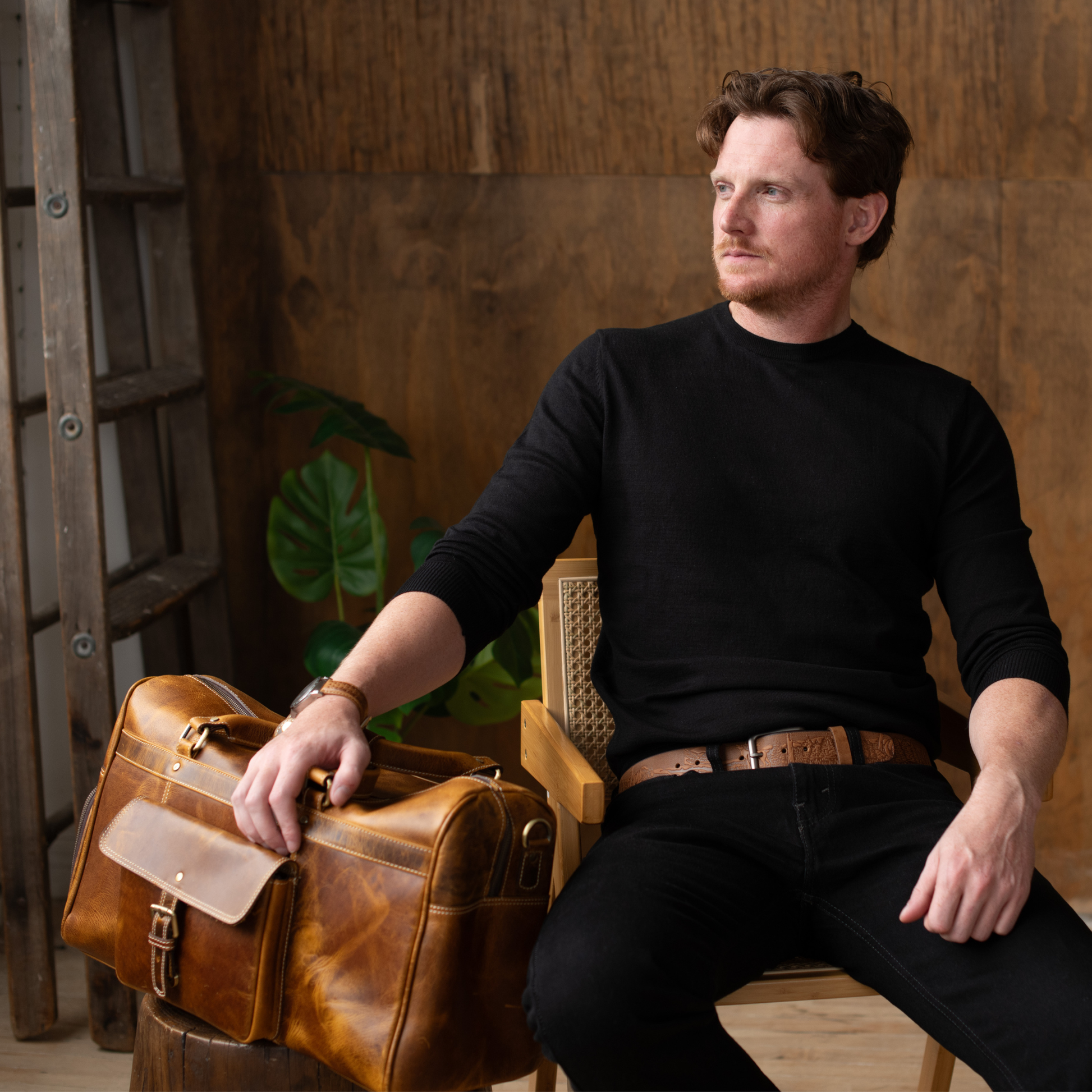 The Voyager Duffle - Cognac Full-Grain Distressed Leather Duffle Bag