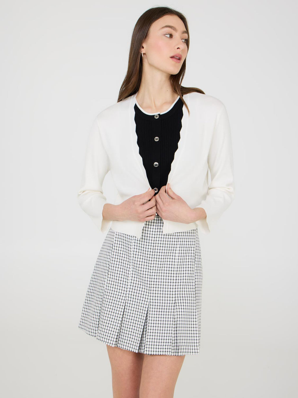Cardigan boléro avec détails festonnés