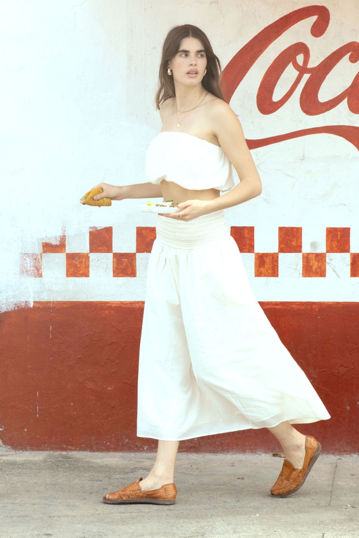 Jupe longue smockée taille basse