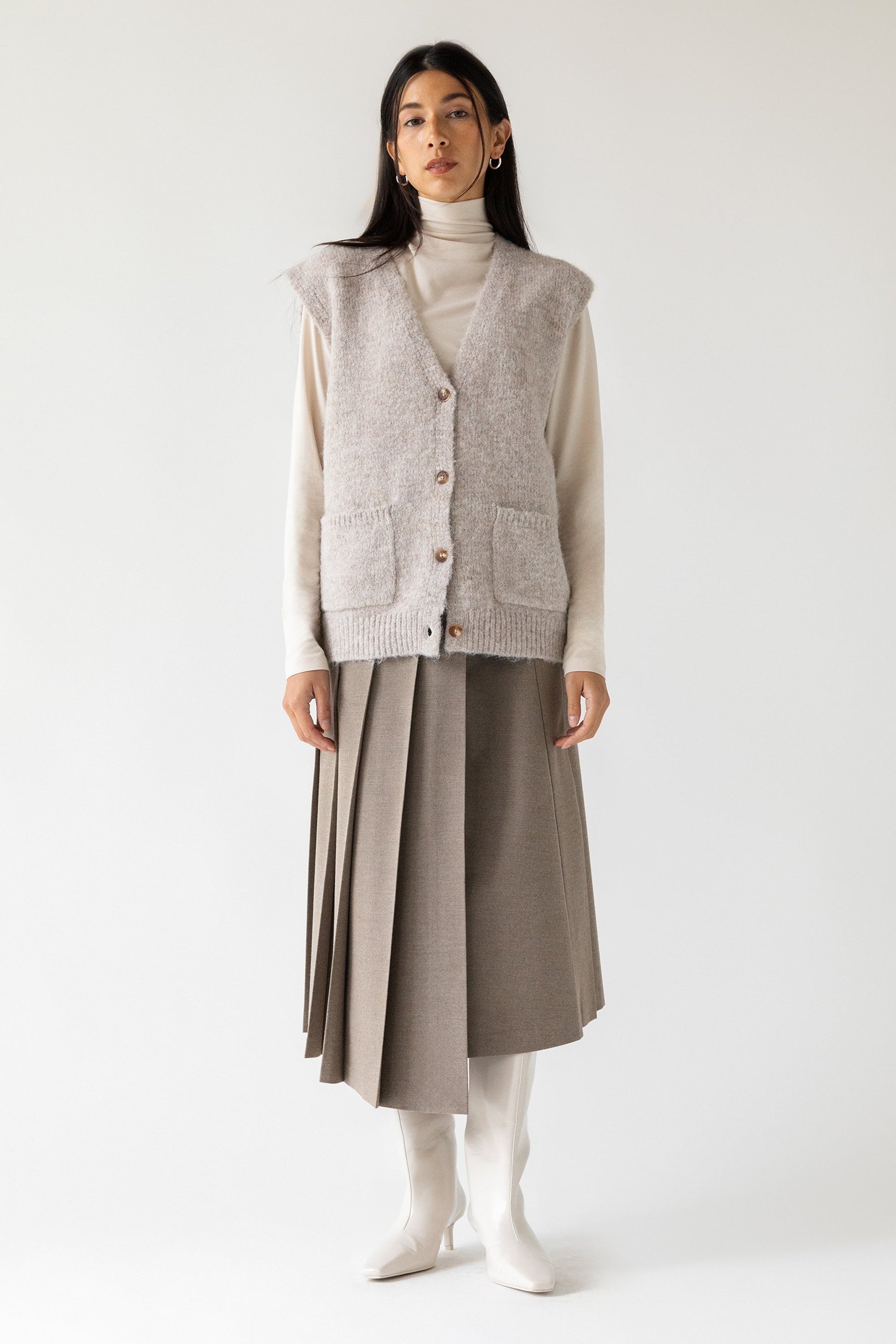 Gilet oversize à boutons sur le devant