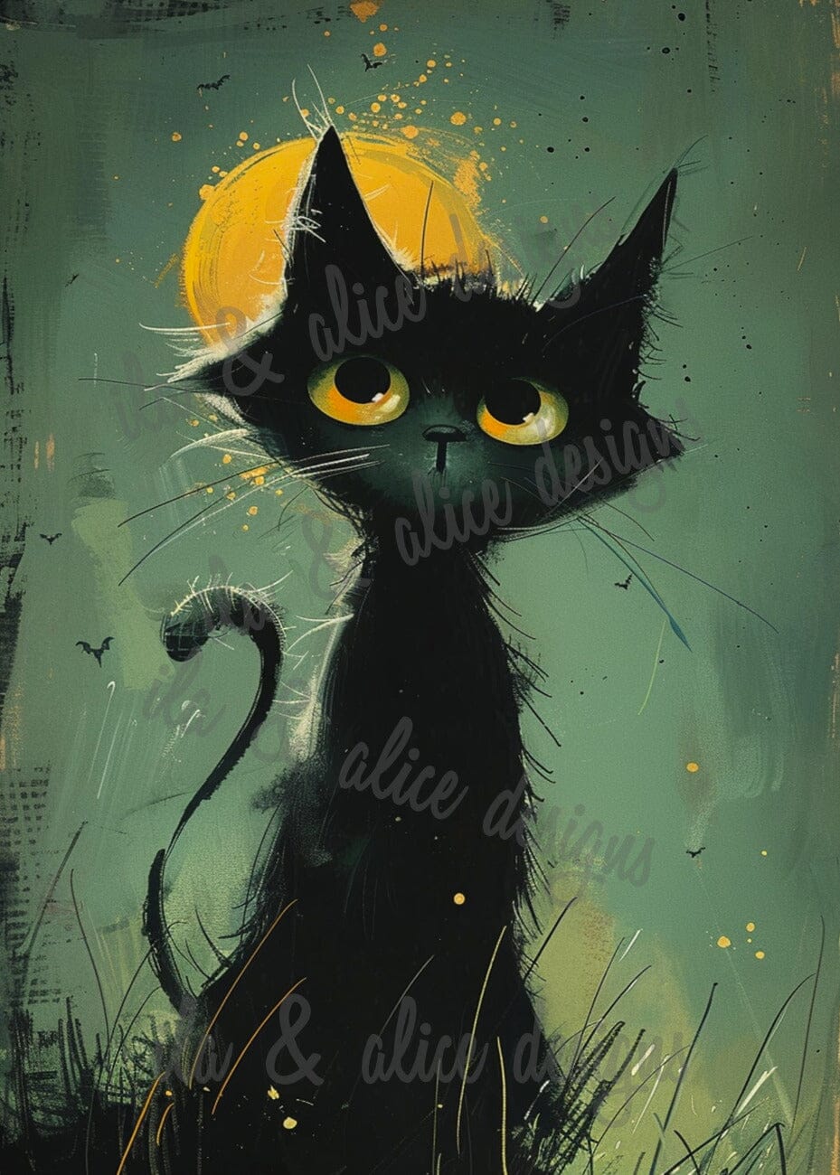 Cute and Quirky Black Cats Halloween Postcards
