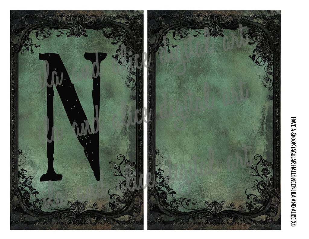 Digital Green Halloween Letters for Pockets