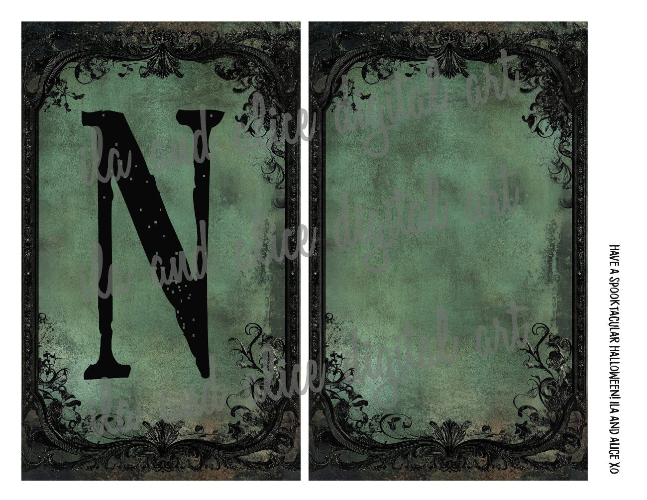 Digital Green Halloween Letters for Pockets