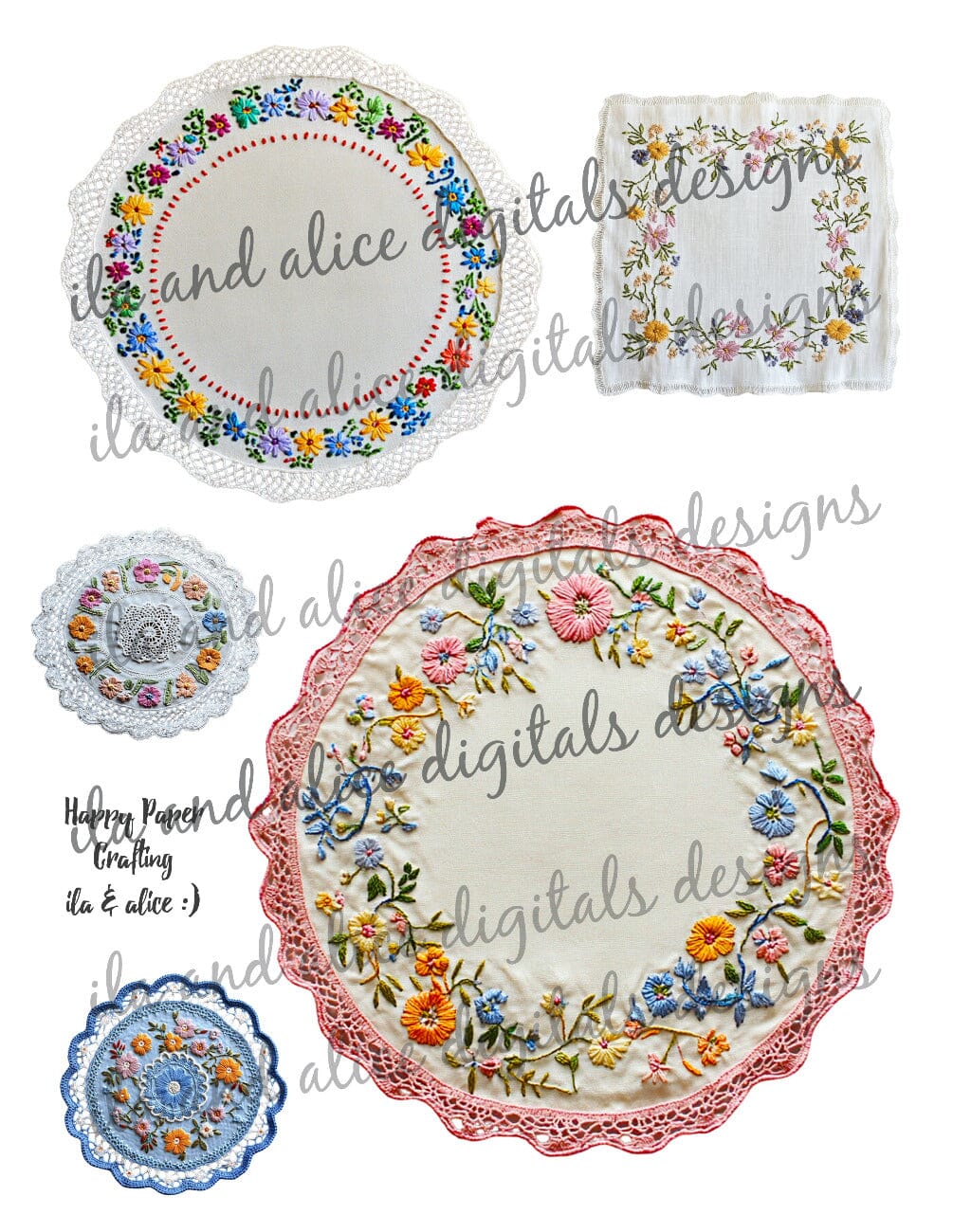 Digital Vintage Doilies Ephemera