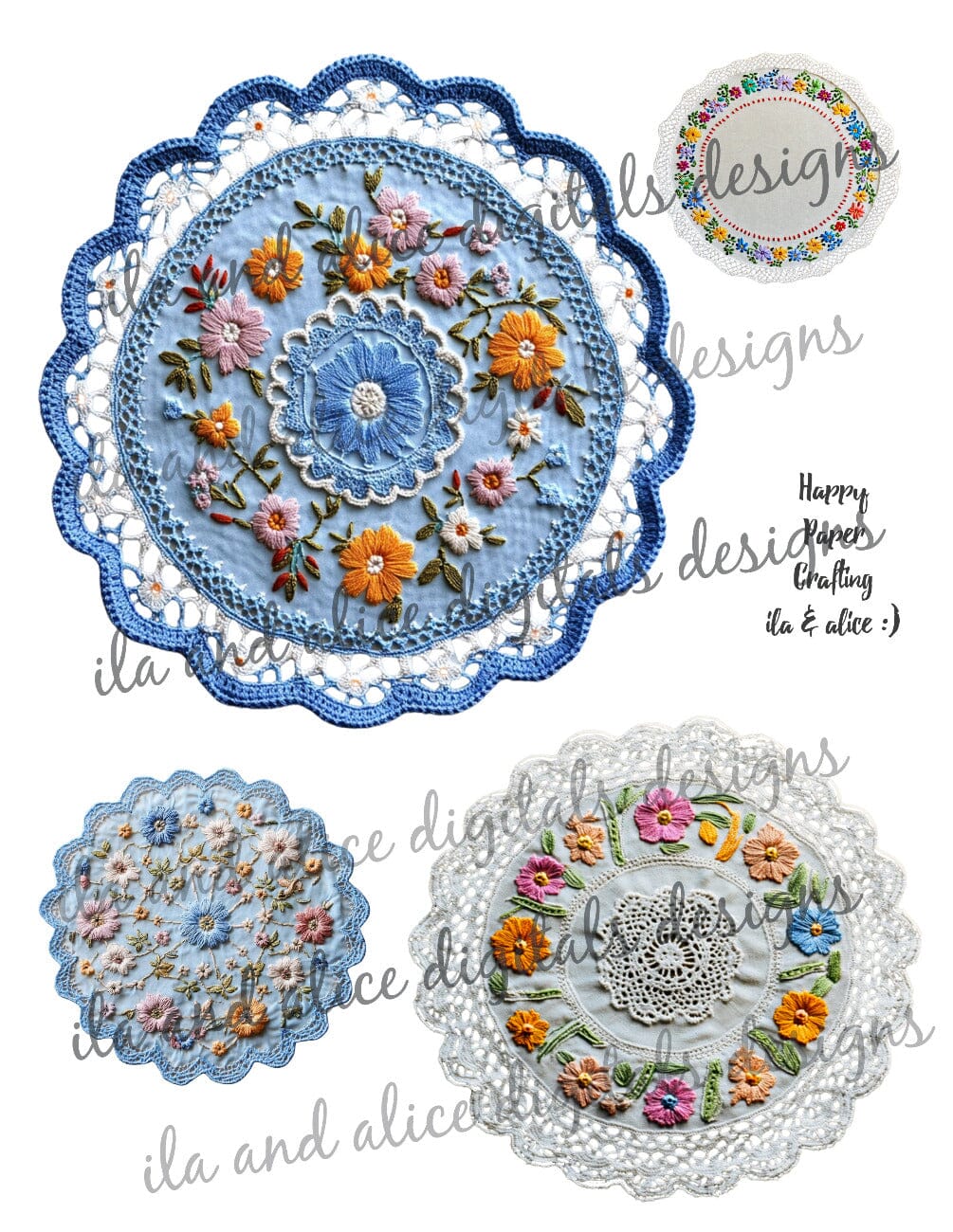 Digital Vintage Doilies Ephemera