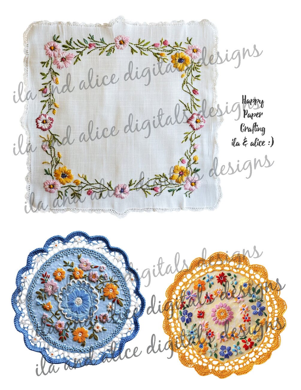Digital Vintage Doilies Ephemera
